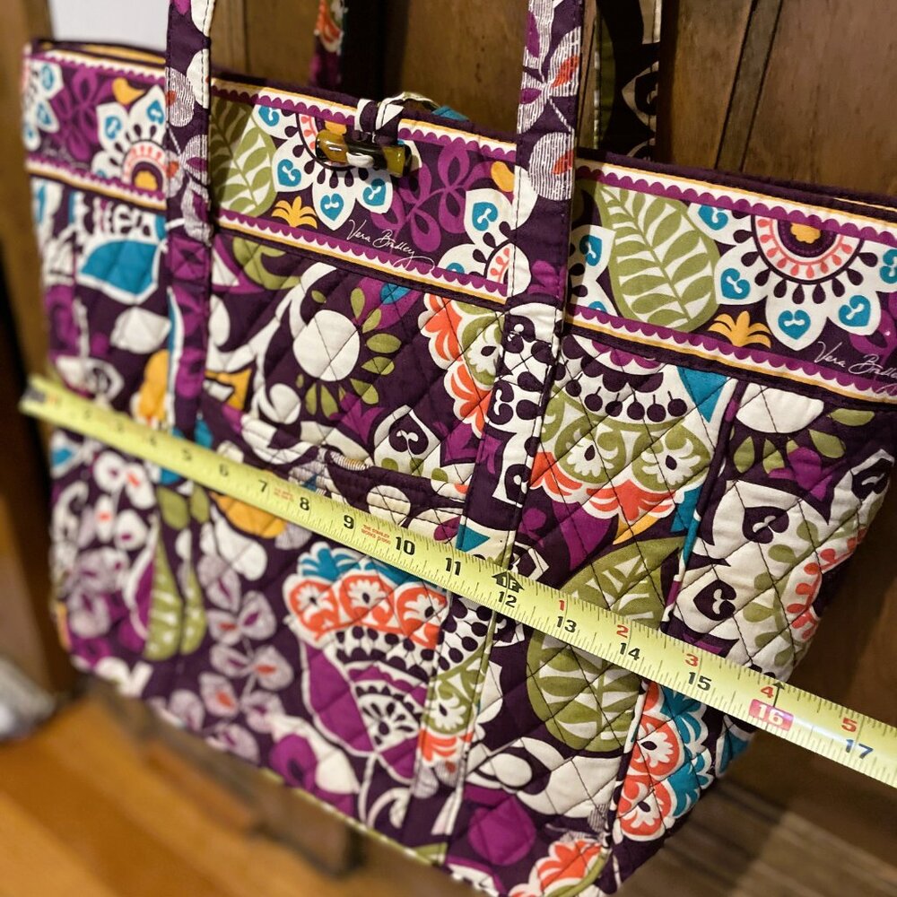 Rare Like New! Vera Bradley Toggle Travel Laptop Tote Bag in retired Plum Crazy! - Picture 12 of 13